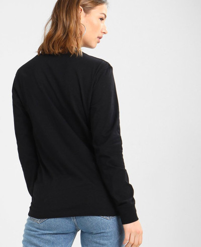 Round Neck Long Sleeved Black T Shirt