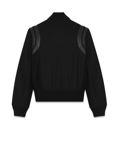 Saint Laurent Varsity Jacket In Black Wool