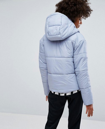 Short Puffer Padded Jacket With Branded Waistband