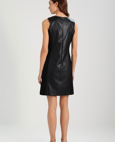 Short-Sleeve-Lambskin-Leather-Dress
