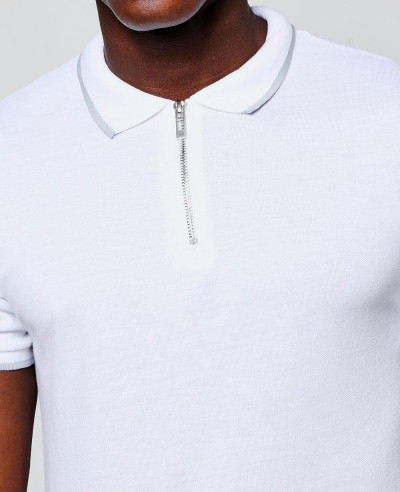 Short Sleeve Zipper With Tipping Polo Shirt