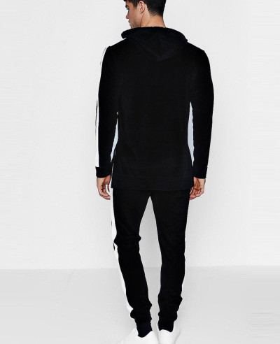 Skinny-Fit-Velour-Hooded-Tracksuit-With-Side-Panels