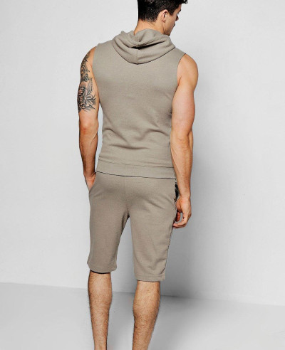 Sleeveless Hooded Waffle Tracksuit