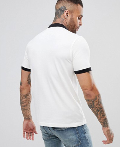 Slim Fit Matt Tipped Pique Polo Shirt In White