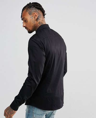 Slim-Stretch-Denim-Shirt-In-Black