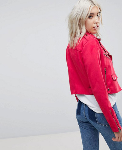 Suede Look Biker Jacket