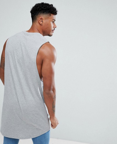 Super Longline Vest with Curve Hem In Grey