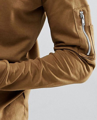 Sweat With Zip Pocket Detail In Khaki