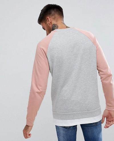 Sweatshirt-With-Hem-Extender-In-Pink-And-Grey-Marl