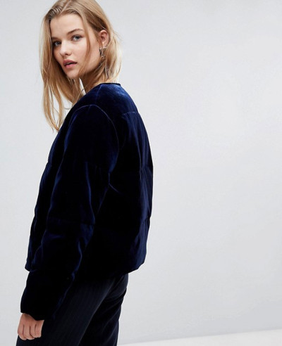 Velvet-Padded-Crop-Jacket