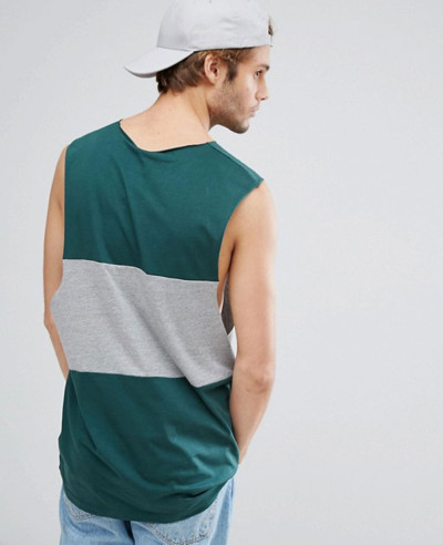 Vest-With-Dropped-Armhole-and-Contrast-Panel-Tank-Top