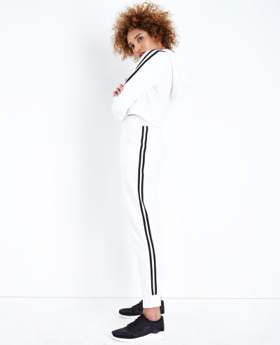 White Side Stripe Slim Leg Joggers Sweatsuit