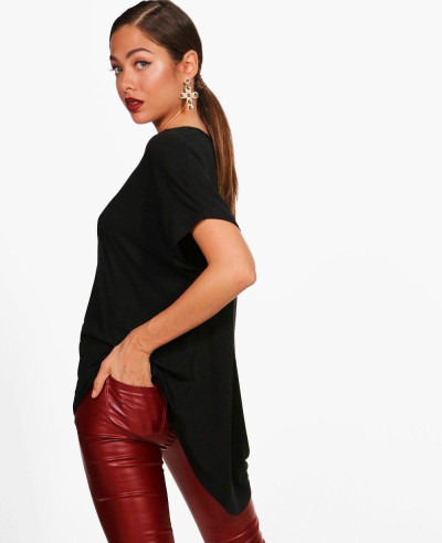 Women Black Basic Oversized Tee