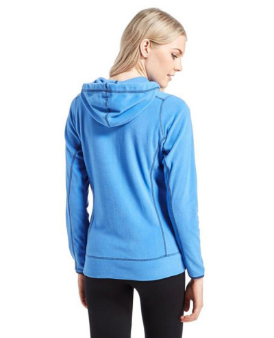 Women Blue Full Zip Microfleece Hooded Fleece Jacket