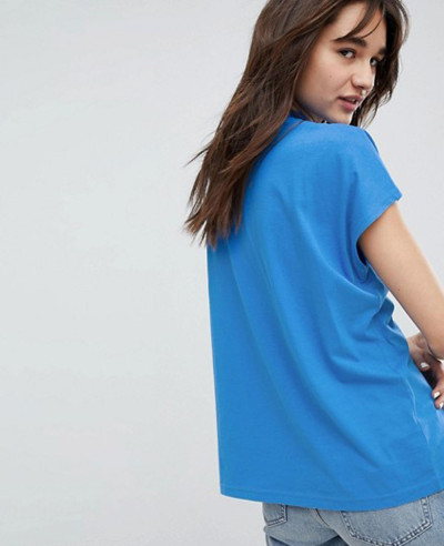 Women-Blue-High-Neck-T-Shirt