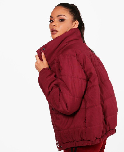 Women Crop Funnel Neck Padded Jacket