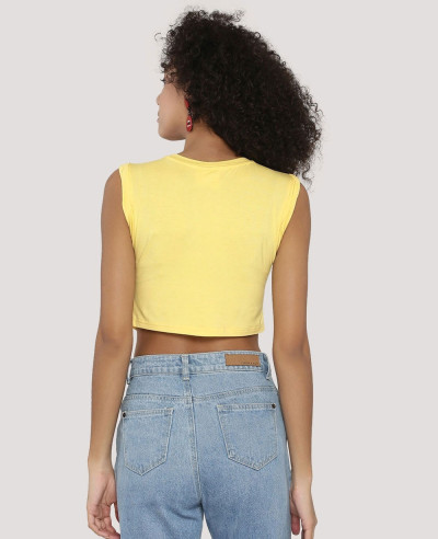 Women Custom Twisted Cuff Boxy Crop Top