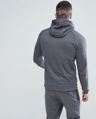 Zip Up Through Colour Block Hoodie In Grey