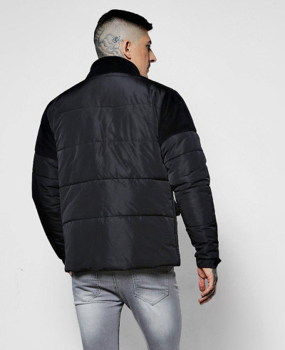 Zip-Up-Velour-Panel-Puffer-Padded-Jacket