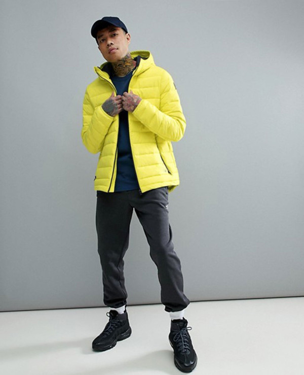 neon yellow puffer jacket