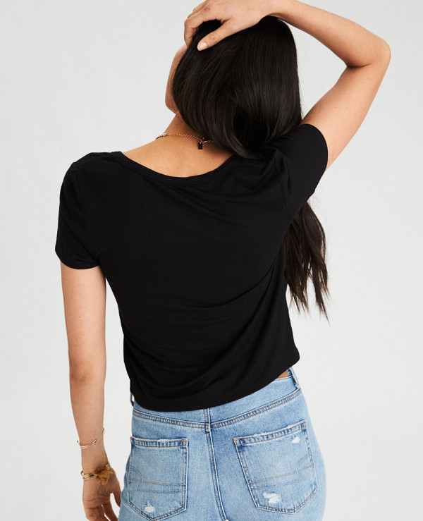 Black-Custom-Stylish-Crop-Top-Tee