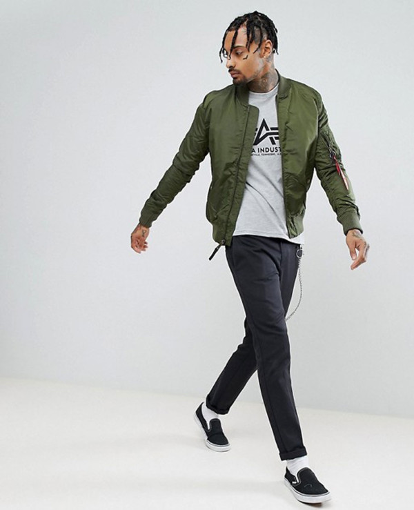 Bomber-Jacket-Slim-Fit-in-Dark-Green