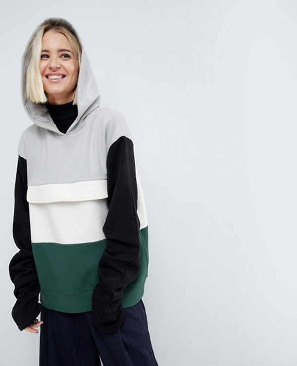 Colourblock-Sweat-Top-With-Ruched-Sleeves-Hoodie
