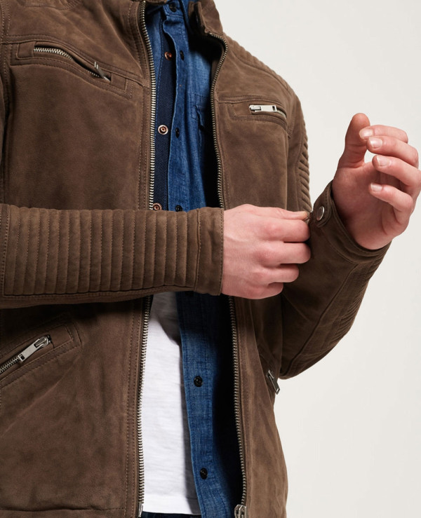 Mens suede racer online jacket