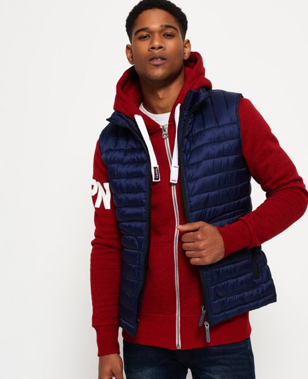 Hot Selling Men Custom Padded Puffer Double Zipper Vest Gilt