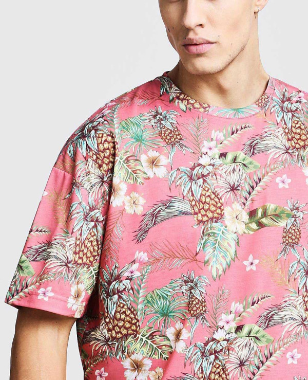 Latest-Design-Men-Oversized-Tropical-Print-T-Shirt
