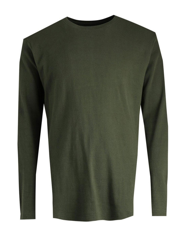 Long-Sleeve-Green-Stylish-Ribbed-Curved-Hem-Sport-T-Shirt