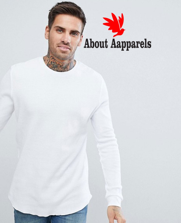 White long sleeve waffle shirt cheap
