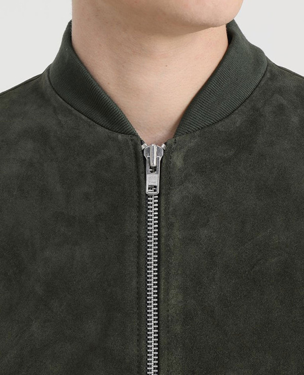 Men-Biker-Bomber-Green-Suede-Leather-Jacket