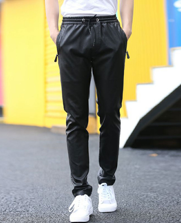 Men-Fashion-Zip-Hip-Hop-Leather-Long-Jogger-Pants