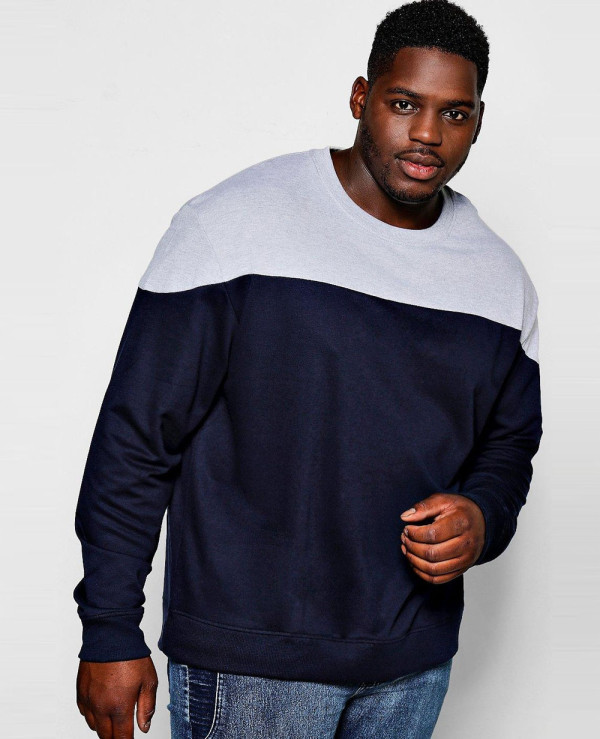 Men Hot Selling Big And Tall Colour Block Sweatshirt Wholesale