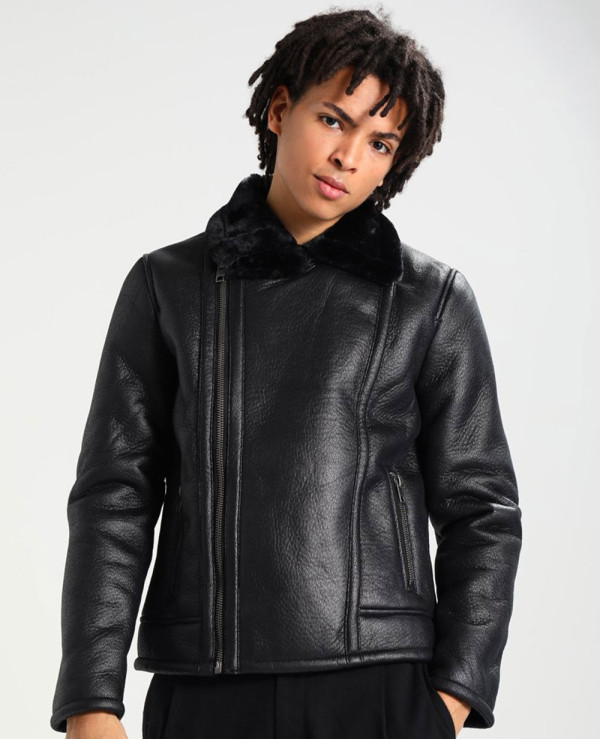 Men Most Selling Shearling Faux Leather Jacket Wholesale