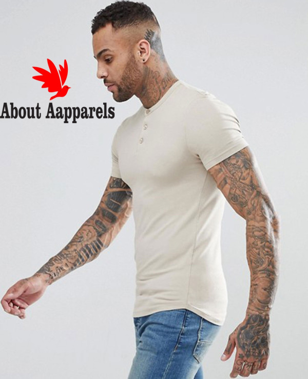 Vend om kokain Endelig Men Muscle Fit With Grandad Neck In Beige T Shirt Wholesale Manufacturer &  Exporters Textile & Fashion Leather Clothing Goods with we have provide  customization Brand your own