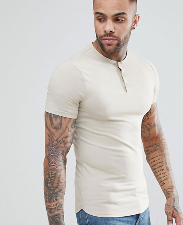 Men-Muscle-Fit-With-Grandad-Neck-In-Beige-T-Shirt