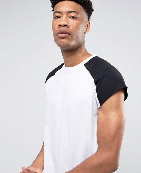 Men-Sleeveless-With-Raw-Edge-And-Contrast-Raglan-In-White-Black-Tank-Top