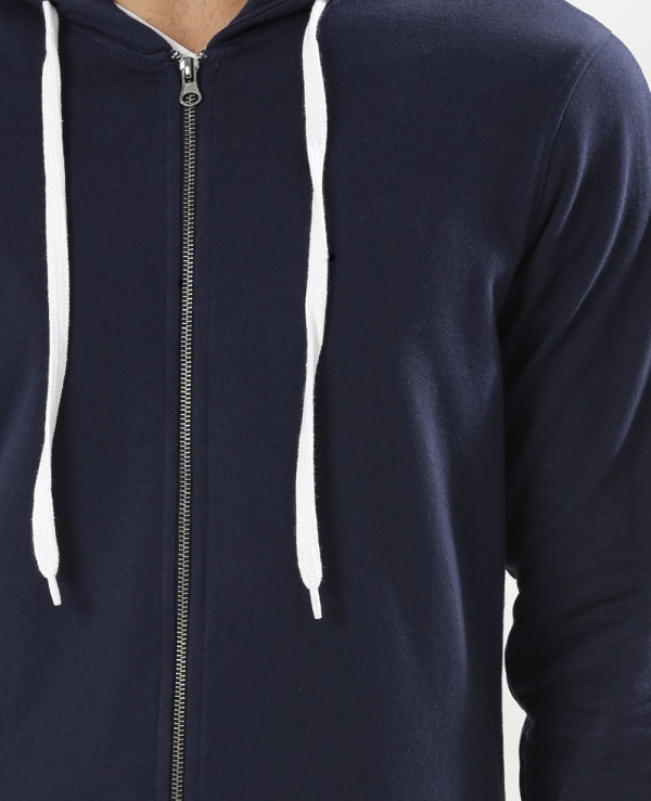 Men-Zipper-Contrast-Panel-Sleeve-Hoodie