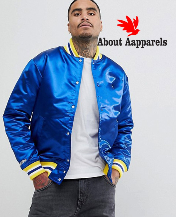 Hooded satin varsity jacket top