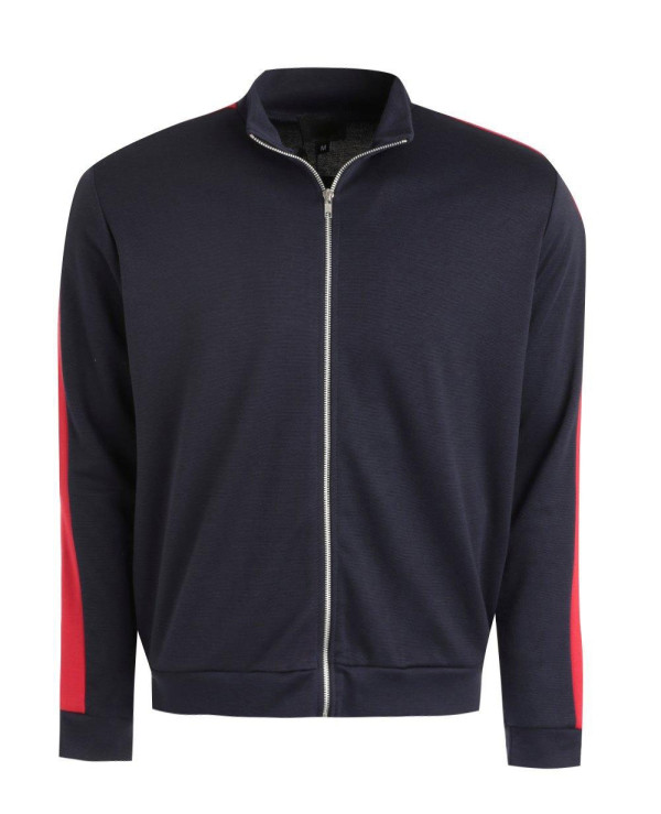 Muscle-Fit-Bomber-Jacket-With-Side-Stripe-in-Red-Varsity-Jacket