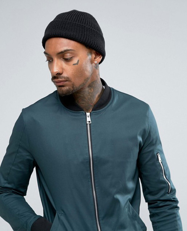 Muscle-Fit-Bomber-Jacket-With-Sleeve-Zipper-in-Bottle-Green