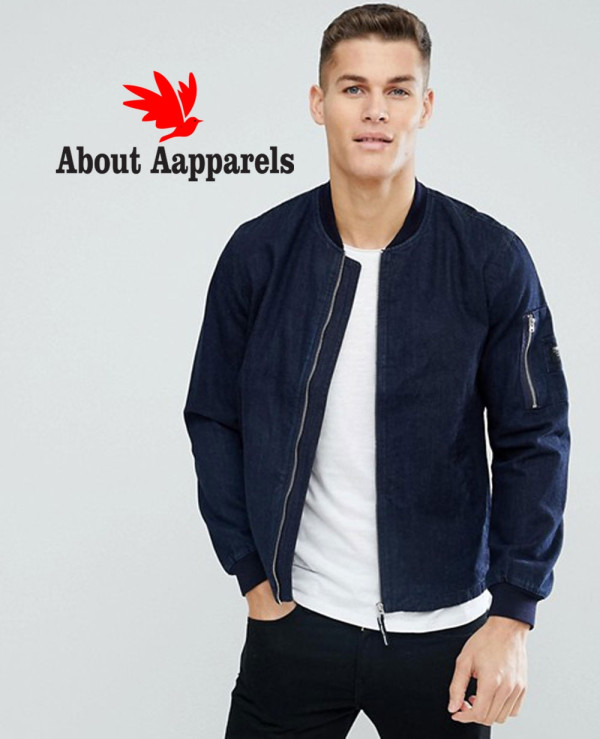 Navy-Blue-Stylish-With-Arm-Pocket-Denim-Bomber-Jacket