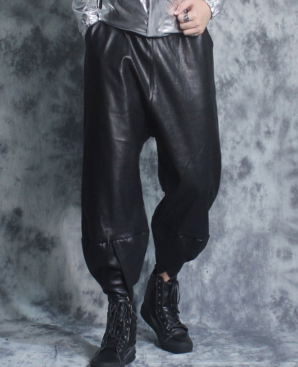 leather bootcut trousers