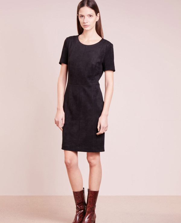 New-Stylish-Longline-Custom-Real-Suede-Leather-Dress