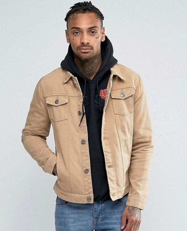 Mens tan jean new arrivals jacket