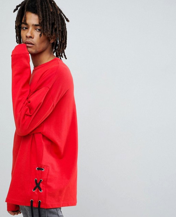 Side lace up sweatshirt discount