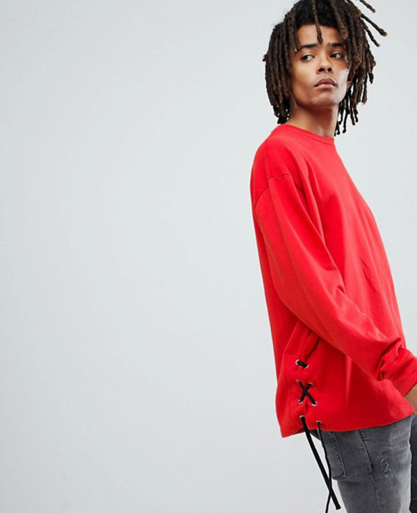 Side lace up sweatshirt best sale
