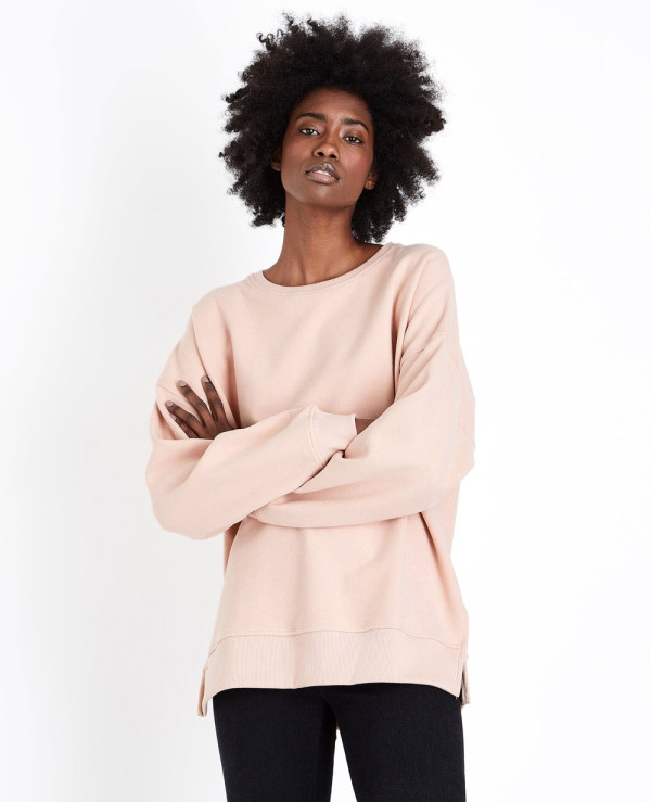 Pale Pink Brushed Slouchy Sweatshirt Wholesale Manufacturer